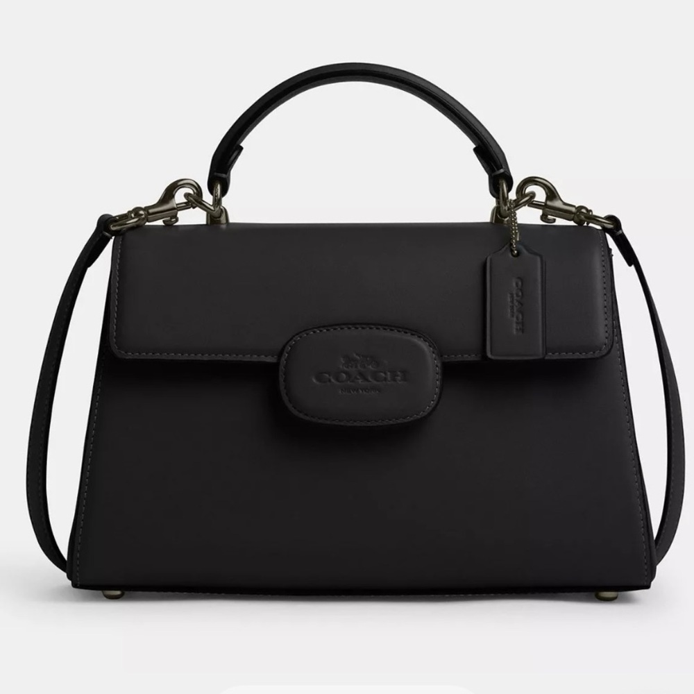 Coach Eliza Top Handle Bag with Crossbody Strap in Black w/Gunmetal accents. EUC